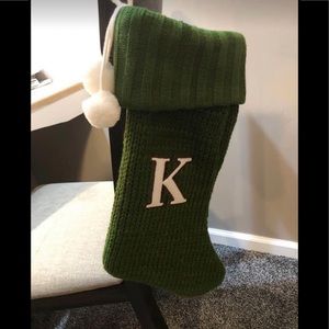 •home• monogrammed “K” knit christmas stocking